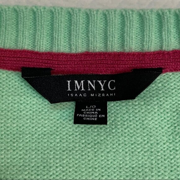 ISAAC Mizrahi💚Crew Neck Green Knit Ling Sleeve Sweater Size L - Picture 5 of 10